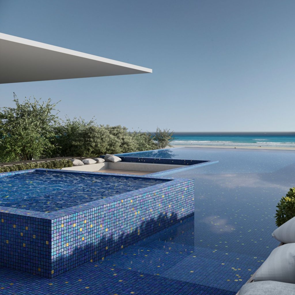 Ezarri pool mosaic with gold mosaic