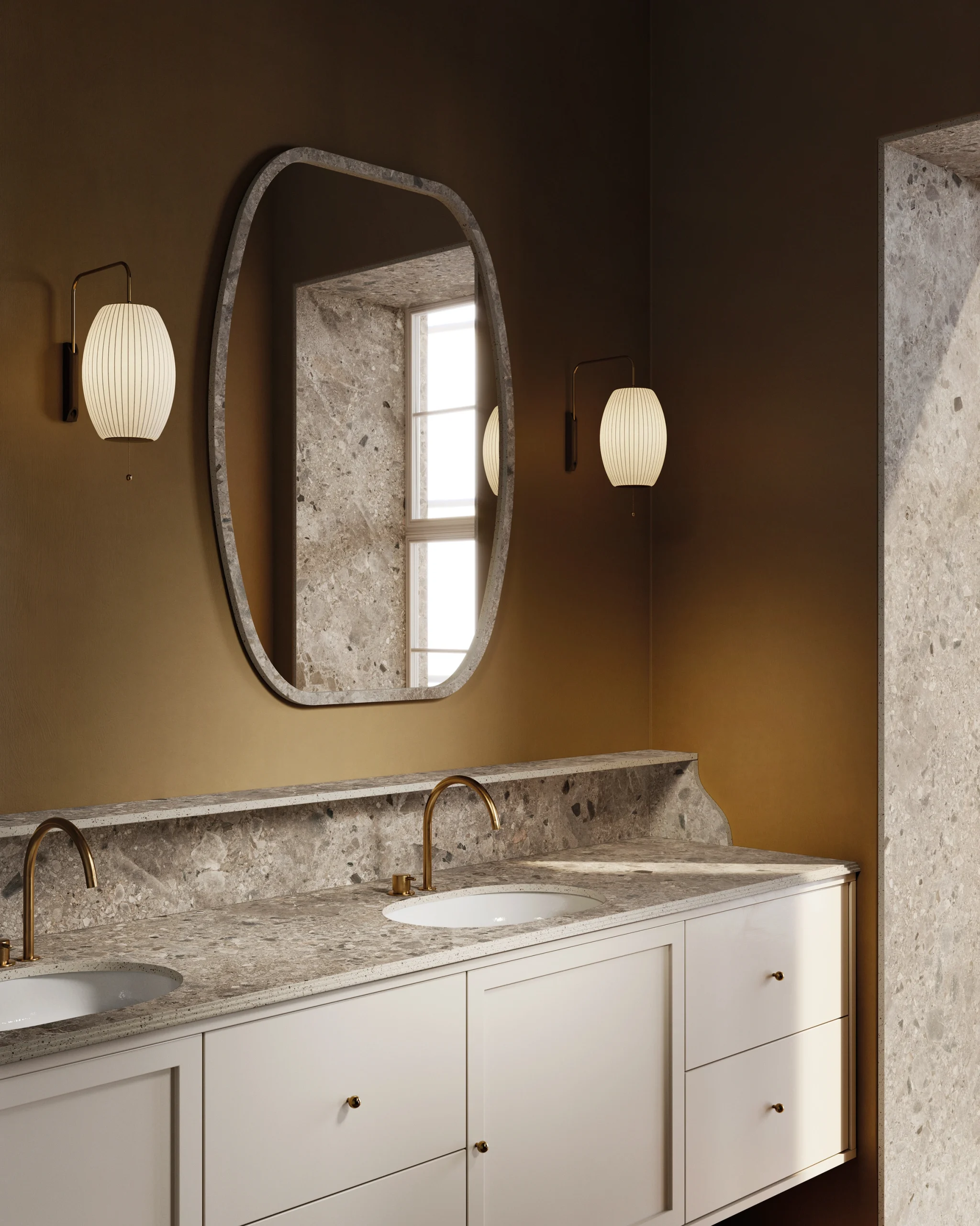 Countertops Stone Effect - Ceppo Varese Bathroom