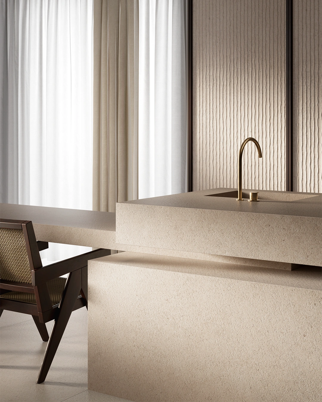 Countertops Stone Effect - Crema Neve Kitchen